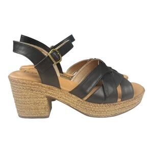 b.o.c Black Leather Strappy Platform Sandals Chunky Heel Women’s 8